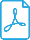 Icono de un documento con el símbolo de Acrobat pdf con contorno azul.